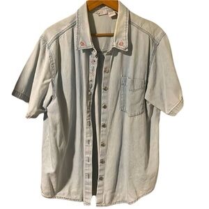 Cherokee Plus Size Denim Button Up Blouse Womens 22W